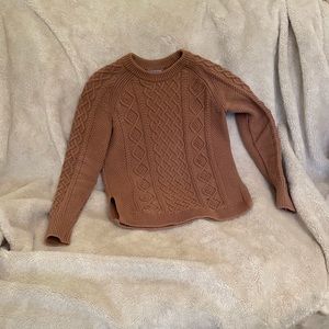 J Crew XXS Crewneck espresso color thick sweater! 100%  cotton! Classic pattern!